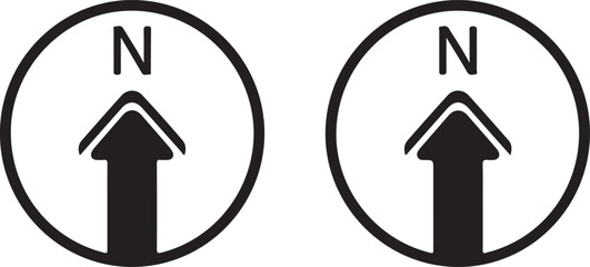 Two black and white north arrow icons in circles for navigation