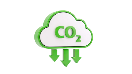 3D Icon of CO2 Cloud with Downward Arrows