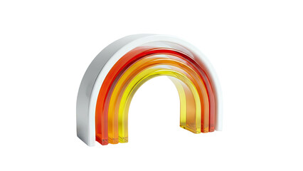 Arching rainbow with warm colors and white outline
