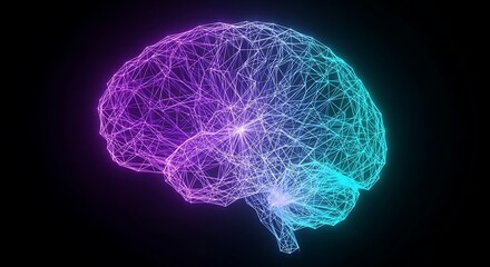 Digital brain neuroscience, ai, and future technology concept art.