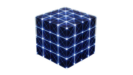 Glowing Neon Cube with Grid Pattern