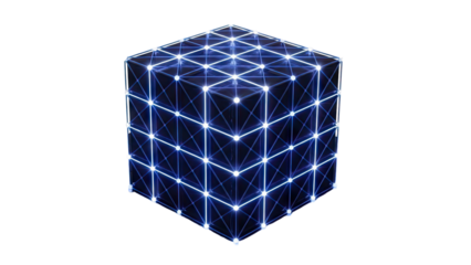 Glowing Neon Cube with Grid Pattern