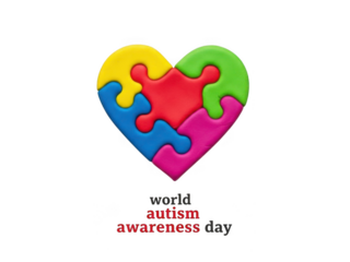 Colorful puzzle heart for world autism awareness day isolated on transparent background