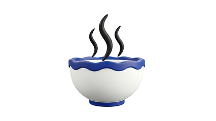 3D Illustration of a Steaming Bowl of Food