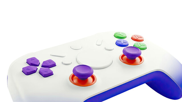 White and Purple Gaming Controller with Colorful Buttons
