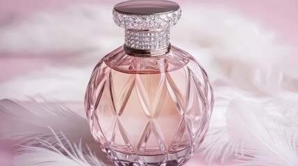 Elegant crystal perfume bottle with a diamond shaped design