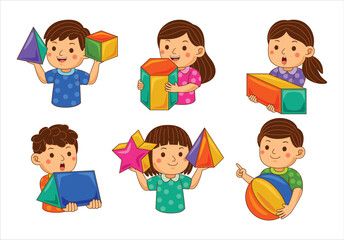 Cute Kids Geometry Vector Illustration