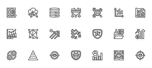 Data Analysis Line Icon, Outline Symbol for Information Insight, Business Statistics, Research Evaluation, Metric Visualization, and Strategic Decision. Vector Sign Icon.