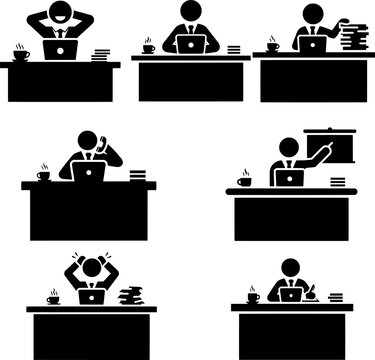 Business Professional Work Cycle and Office Productivity Icon Set