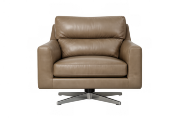 Modern leather accent lounge armchair with comfortable seating on a studio background for living room and office interior design