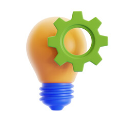 3D Idea Lightbulb with Gear