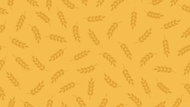 Wheat background, wheat or rice seamless pattern background. Wheat ears endless wallpaper