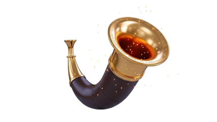 Ornate Golden and Brown Hunting Horn with Liquid
