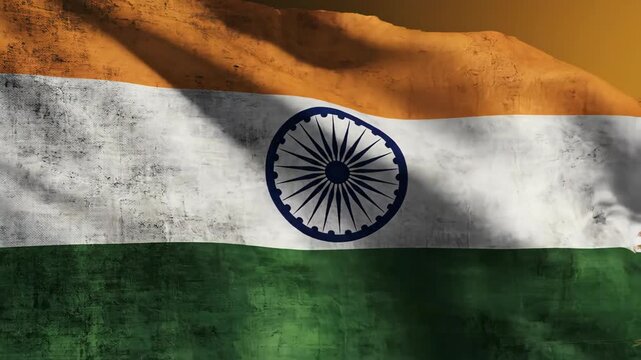 The Indian flag waving in the wind as a symbol of national pride in a video showcasing the country's vibrant culture and heritage.