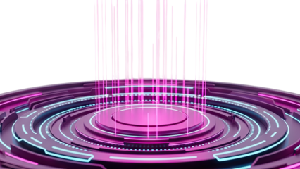 Futuristic Neon Podium with Energy Beams