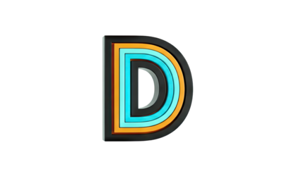 Layered Letter D with Orange and Blue Hues