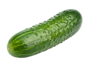 A single, textured, green cucumber with subtle stripes on a black background