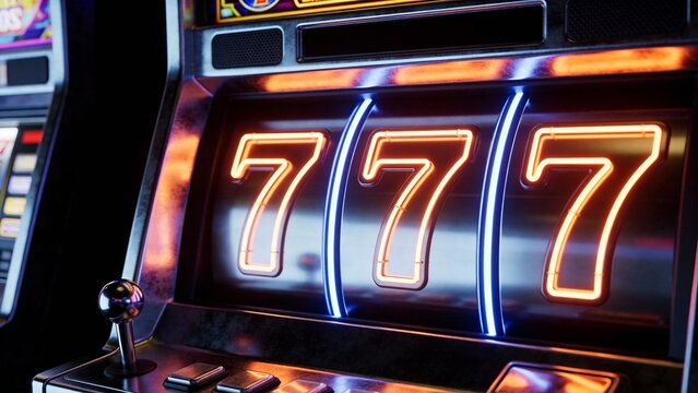 Slot machine displaying lucky sevens