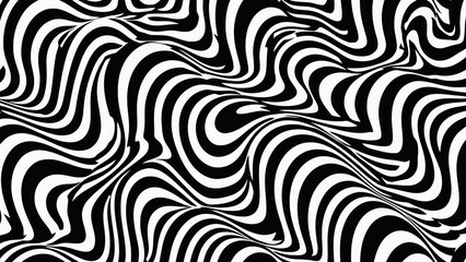 Black and white zebra pattern swirls in a mesmerizing optical illusion effect