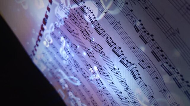 Holographic Music Notes Dancing Across Classical Sheet Music