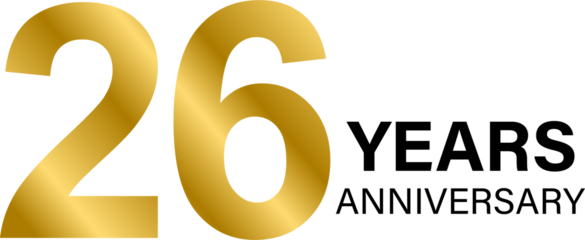 26 years anniversary gold icon for graphic design, logo, website, social media, mobile app, UI illustration