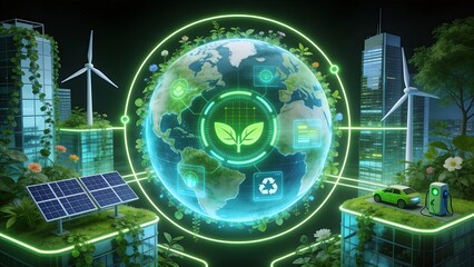 Sustainable city with green energy