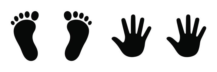 Childs foot and hand prints icon vector design for baby care parenting childhood memory and family graphic use