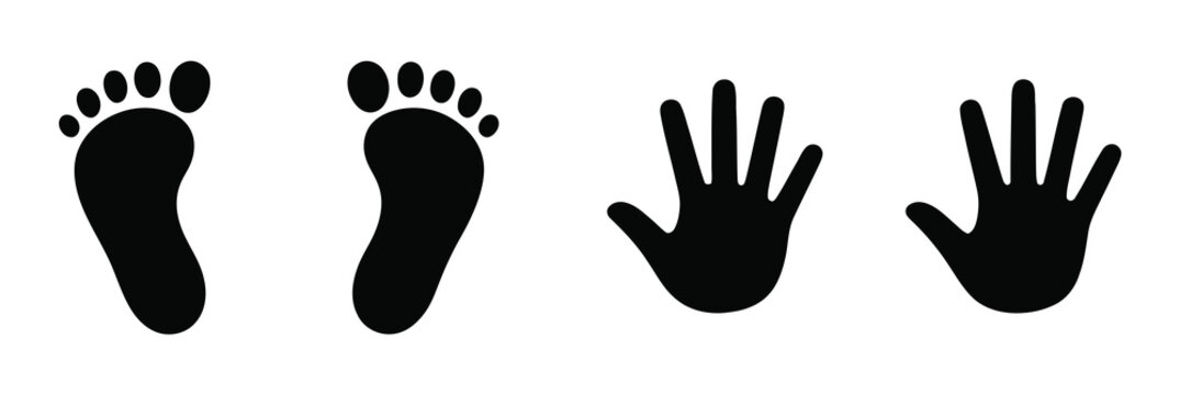 Childs foot and hand prints icon vector design for baby care parenting childhood memory and family graphic use