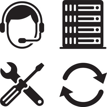 Technical support and server maintenance icons