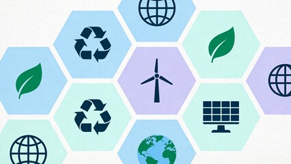 Ecofriendly symbols on hexagon grid