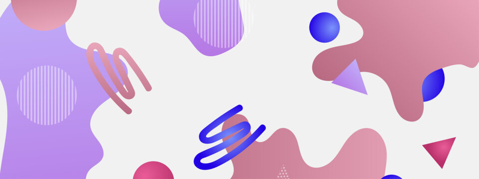Elegant abstract background featuring smooth pink and purple blobs with playful squiggly lines and circles