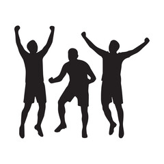 Football Goal Celebration Silhouette with Team Victory