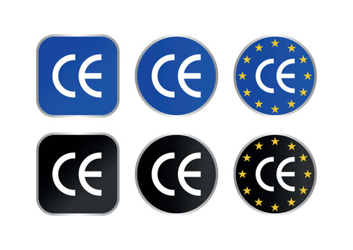 European Conformity CE Symbols Icon Set for Product Certification