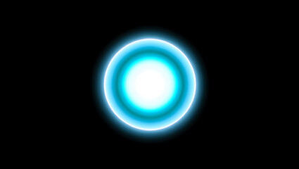 Glowing blue and white neon circle on a black background, futuristic light effect