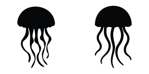 Jellyfish silhouette, Jellyfish vector illustration, Jellyfish icon, Jellyfish clipart © Silhouette Zone