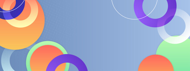 Obraz premium Modern abstract design with thin and thick overlapping circular frames in bright colors over a blue gradient background