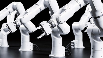 White robotic arms in formation