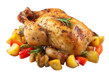 Roasted Chicken with Vegetables isolated on a transparent background 22