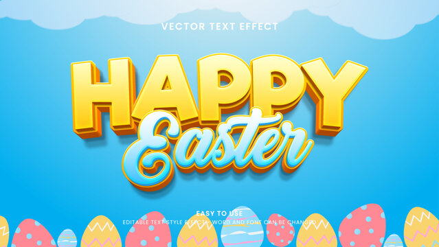 happy easter editable text effect 3d vector