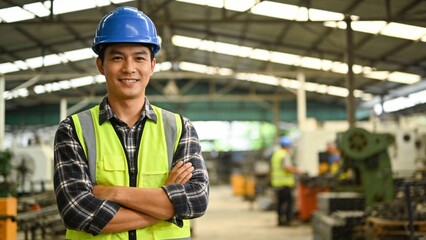 Factory worker in safety gear