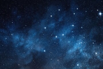 Obraz premium Deep Space Blue Nebula with Sparkling Stars in Dark Cosmic Background