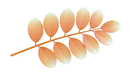 Autumn leaf branch with orange oval leaves