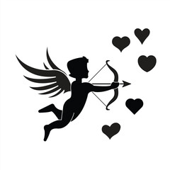 Fototapeta premium Cupid icon. Valentine's Day symbol. Cupid shooting an arrow. Vector illustration