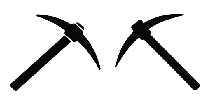 Pickaxe icon vector silhouette. Mining tool. Vector sign