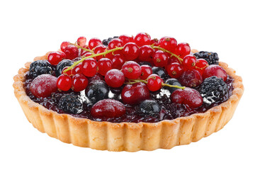 Tart with berries and currants isolated on a transparent background