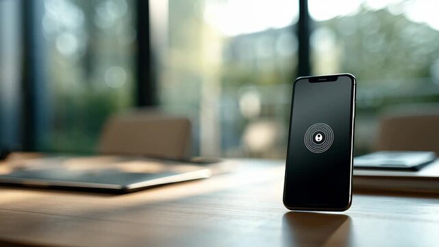Smartphone on Desk - A Modern Workspace Scene.