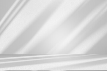 Wall interior background, studio and backdrops show products.with shadow from window color white...