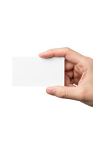 Obraz premium Hand holding business card isolated on transparent background