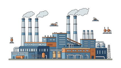 Obraz premium Industrial factory with smoking chimneys, symbolizing pollution and the impact of manufacturing on the environment