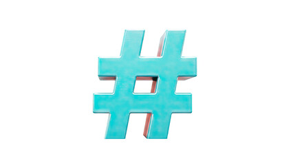 Obraz premium 3D Teal Hashtag Symbol